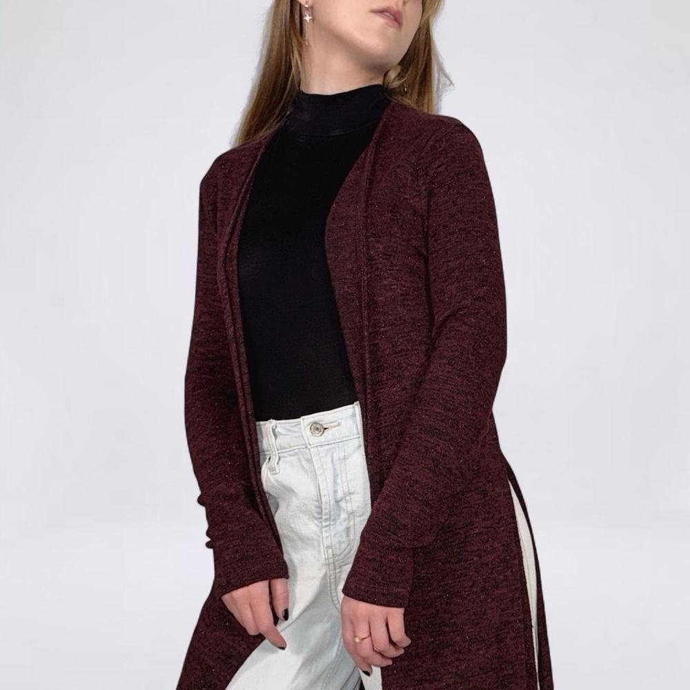 Aeropostale Burgundy Open-Front Cardigan
